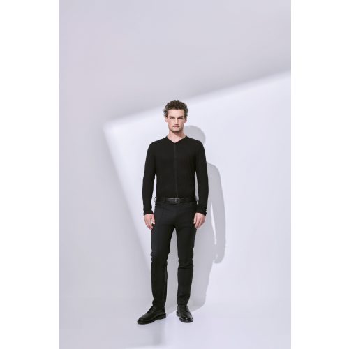 Black Long-Sleeved T-Shirt with Zipper