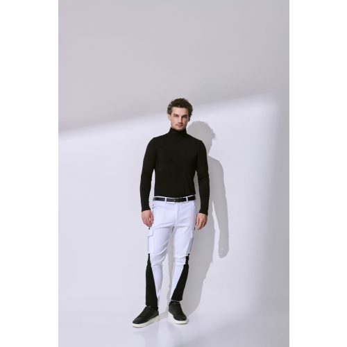 Black Slim-Fit T-Shirt with Roll Neck