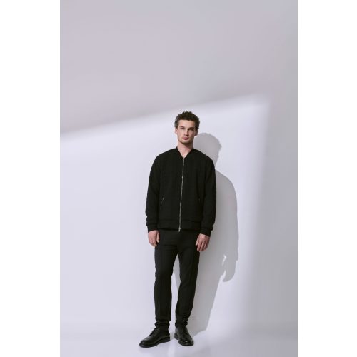 Knit-Patterned Black Jacket