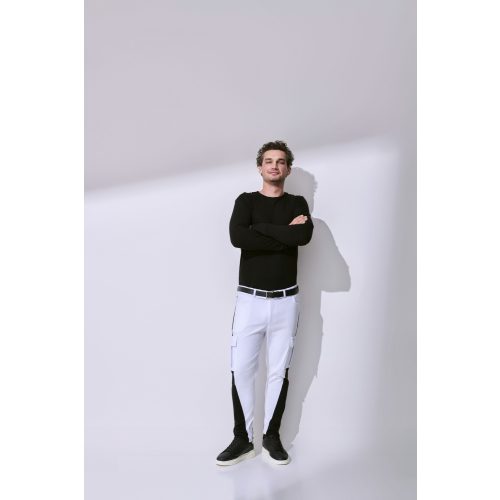 White and Black Pants with Pocket