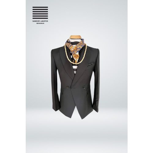 Double botton black jacket Super 150's wool jacket + pants + vest