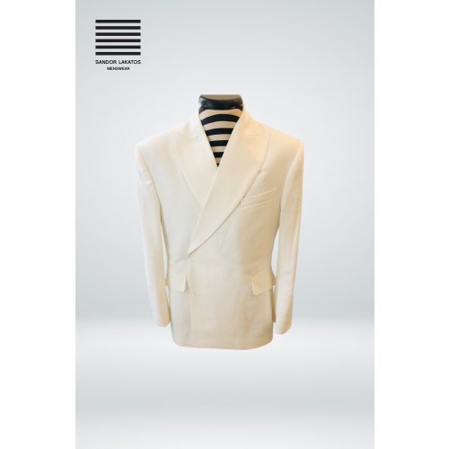 Double botton off white linen jacket + pants + vest