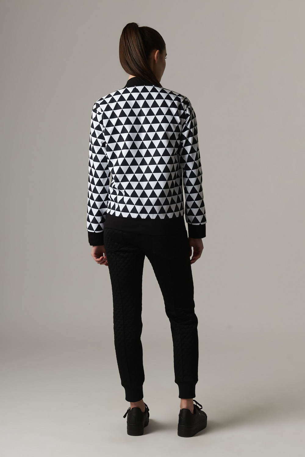 Black and white outlet checkered bomber jacket